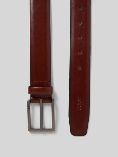 Produktfoto, Ledergürtel mit Label-Prägung von JOOP! Collection aus Echtleder in Braun mit Dornschließe, Breite 3,5 cm, glatte Struktur