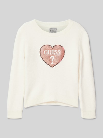 Guess Strickjacke  mit Label-Patch Ecru 1