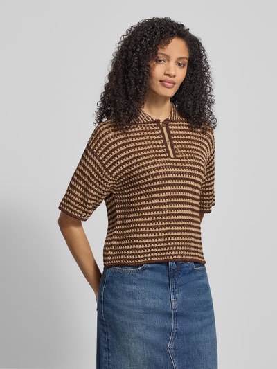 Polo Ralph Lauren Sweter z dzianiny z krótką listwą guzikową Ciemnobrązowy 4