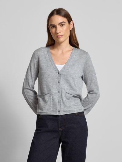 Marc O'Polo Regular Fit Strickjacke aus Schurwoll-Mix Mittelgrau 4