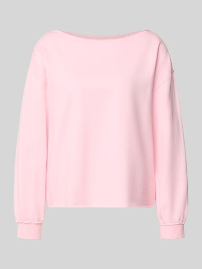 Produktfoto, Relaxed Fit Pullover aus Baumwoll-Mix von Smith and Soul in zartem Rosa mit U-Boot-Ausschnitt und Statement-Stitching, elastische Ärmelabschlüsse, Modal-Anteil, feine Textur