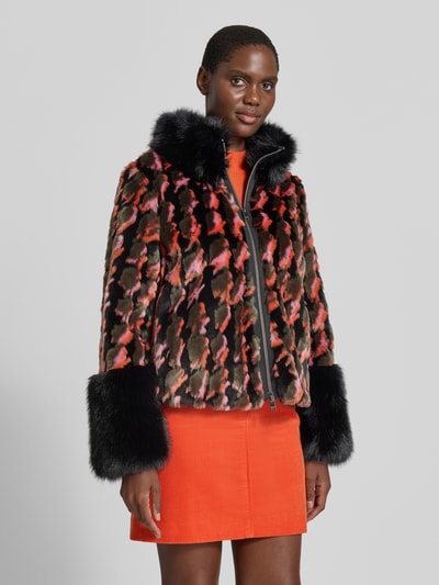 Marc Cain Regular Fit Webpelzjacke mit Zweiwege-Reißverschluss Modell 'COLLECTIONS D' Orange 4