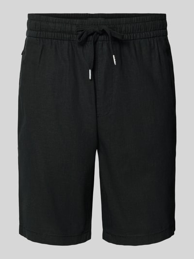 Produktfoto, Shorts aus Leinen-Baumwoll-Mix Modell 'barton' von Matinique in Schwarz, elastischer Bund, Tunnelzug, strukturierte Oberfläche