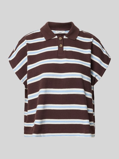 Produktfoto, Regular Fit Poloshirt aus reiner Baumwolle von Marc O'Polo DENIM in Braun mit weißen und blauen Streifen, strukturierte Oberfläche