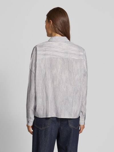 Mustang Oversized overhemdblouse met motiefstitching, model 'Ruby' Lichtblauw - 5