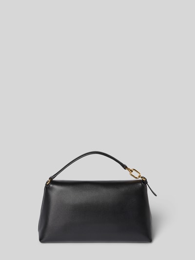 Produktfoto, Umhängetasche mit Label-Detail Modell 'SFERA' von FURLA in Schwarz, mit Umschlag, Druckknopfverschluss, Schultergurt, Maße 22 x 14 x 9 cm, Riemenlänge 110 cm, glatte Textur, für Damen