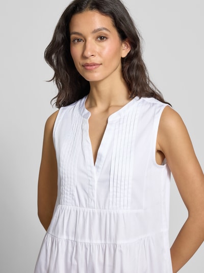 Milano Italy Sukienka midi z kołnierzem z lamówką Biały 3