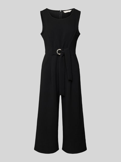 Produktfoto, czarny Jumpsuit mit Rundhalsausschnitt von Apricot, materiał z domieszką stretchu, taliowany krój, kieszenie, prosta faktura
