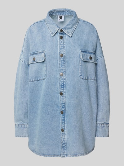 Karo Kauer Oversized Hemdbluse in Denim-Optik Jeansblau 2