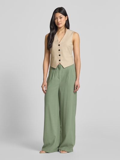 B.Young Wide leg stoffen broek met bandplooien, model 'DALANO' Kaki - 1