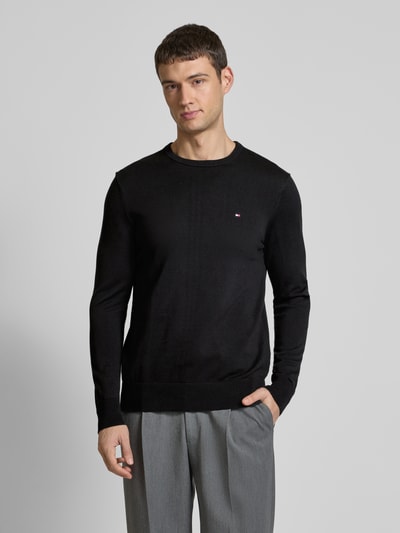 Tommy Hilfiger Gebreide pullover met logostitching Zwart - 4