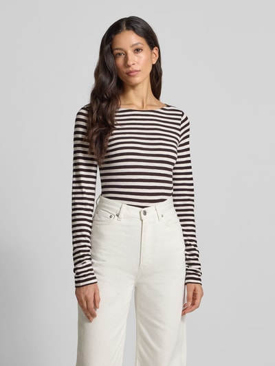 Marc O'Polo Regular fit shirt met lange mouwen van puur katoen Donkerbruin - 4