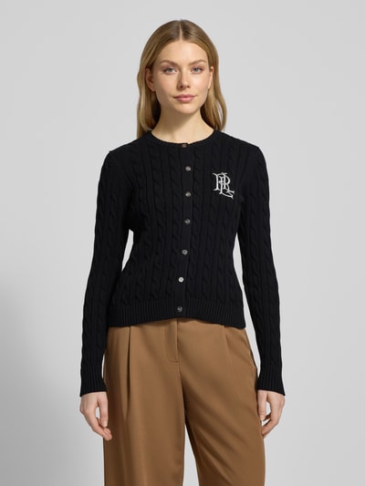 Lauren Ralph Lauren Strickjacke mit Zopfmuster und Label-Stitching Modell 'RALHAN' Black 4