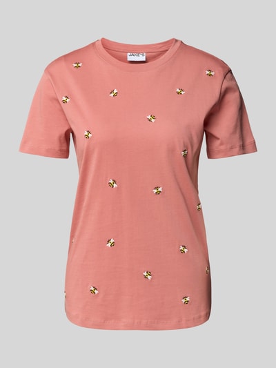 Jake*s Casual T-shirt met motiefstitching Terracotta - 2