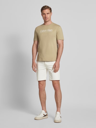 CK Calvin Klein T-Shirt mit Label-Print Beige 1