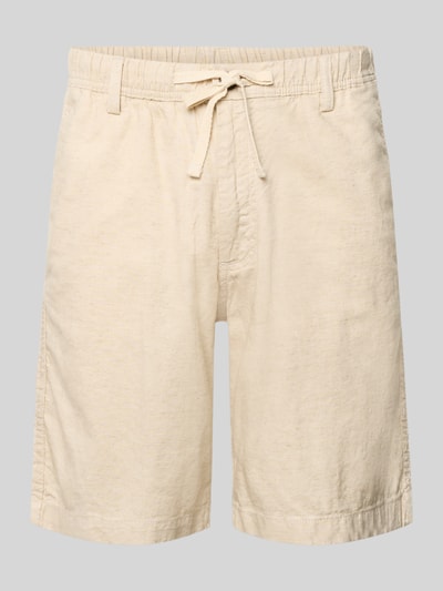 Produktfoto, Shorts mit Tunnelzug Modell 'JAIDEN' von Jack & Jones aus Baumwoll-Leinen-Mix in Beige, Regular-Fit, Struktur leicht sichtbar.