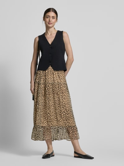 Vero Moda Ausgestellter Maxi-Rock mit Allover-Muster Modell 'SMILLA' Sand 1