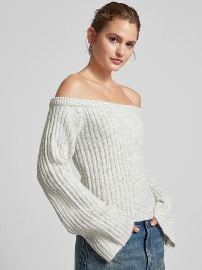 Gina Tricot Strickpullover im Off-Shoulder-Look Hellgrau 3