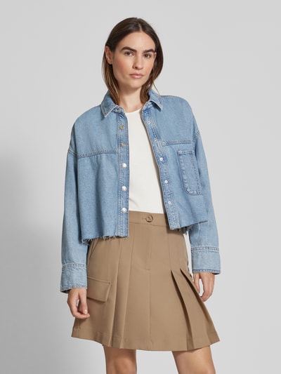 Mango Hemdjacke mit aufgesetzter Eingrifftasche Modell 'VENETIA' Jeansblau 4