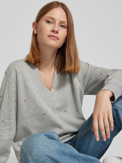 FREE/QUENT Sweatshirt met siersteentjes, model 'Nice' Lichtgrijs - 3