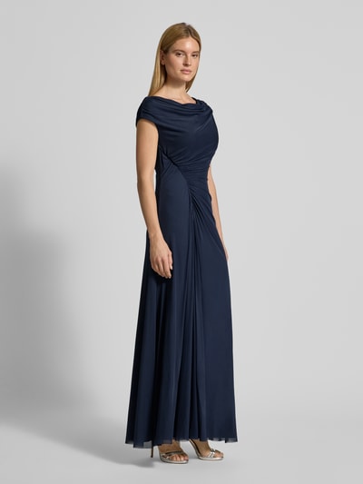 Christian Berg Cocktail Abendkleid mit Raffungen Dunkelblau 1