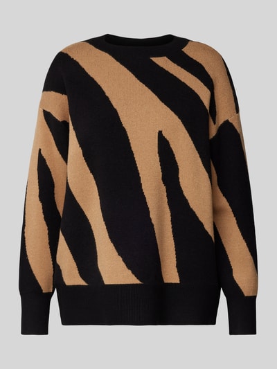 Vero Moda Regular fit gebreide pullover met two-tone-motief, model 'NANCY' Zwart - 2