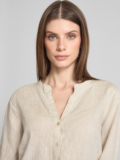 MOS MOSH Regular Fit Leinenbluse mit Tunikakragen Modell 'Danna' Sand 3