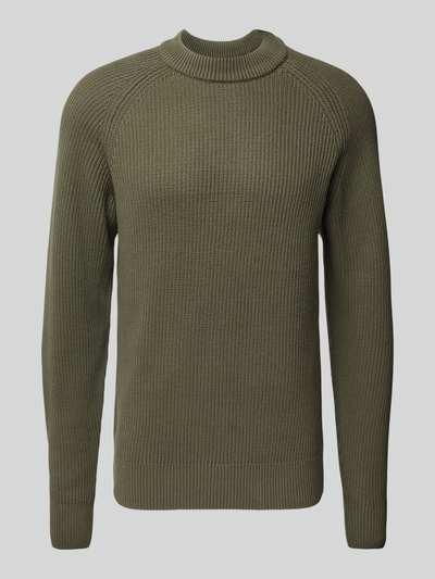 Casual Friday Gebreide pullover met ribboorden, model 'Kristian' Donkergroen gemêleerd - 2