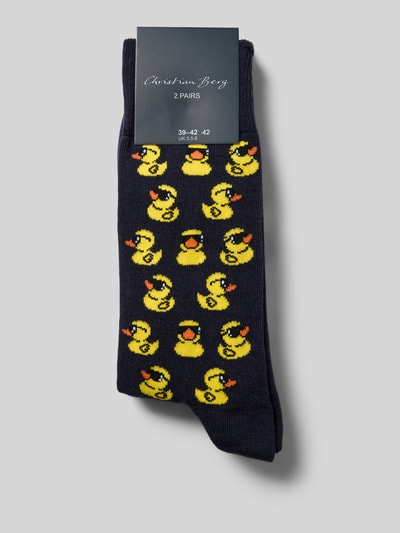 Christian Berg Men Sokken met elastische ribboordjes in een set van 2 paar Blauw - 3