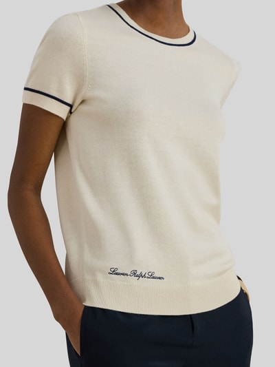Lauren Ralph Lauren Regular Fit Strickpullover mit kurzem Arm Ecru 3