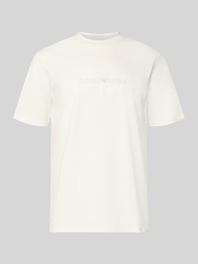 Produktfoto, Regular Fit T-Shirt mit Logo-Detail von Emporio Armani in Weiß aus reiner Baumwolle mit Rundhalsausschnitt, Rückenlänge 68 cm bei Größe M