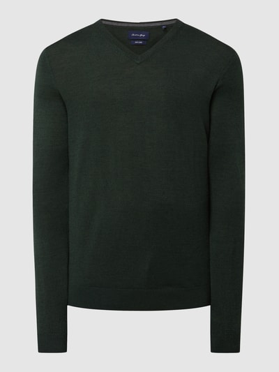 Christian Berg Men Pullover aus Wollmischung  Dunkelgrün meliert 2