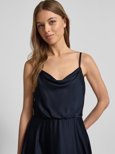 Jake*s Cocktail Knielanges Cocktailkleid mit Wasserfall-Ausschnitt Marine Melange 3