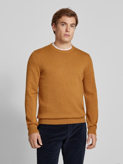 Christian Berg Men Strickpullover mit Woll-Anteil und Rundhalsausschnitt Dunkelgelb Melange 4