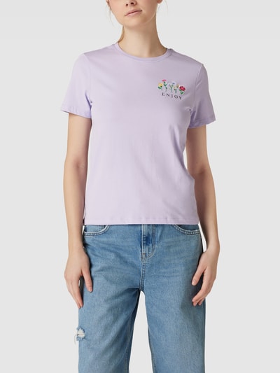 Only T-Shirt mit floralem Motiv-Stitching Modell 'EMMA' Flieder 4