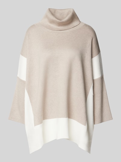 s.Oliver BLACK LABEL Oversized Pullover-Poncho aus Viskose-Mix mit Color-Blocking Cognac 2