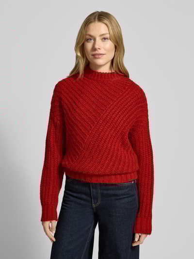 Mustang Strickpullover mit gerippten Abschlüssen Modell 'Erin' Rot 4