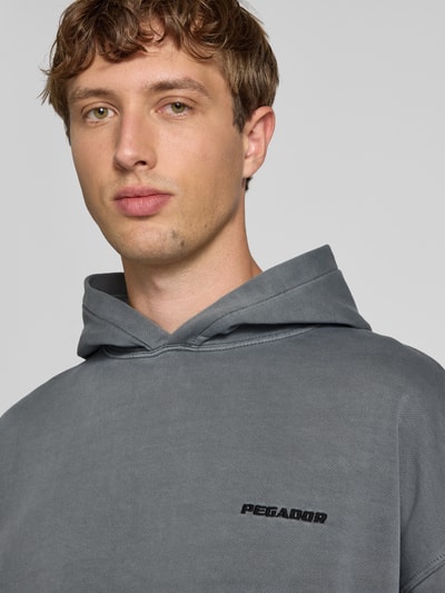 Pegador Oversized Hoodie mit Logo-Stitching und Känguru-Tasche Anthrazit 3