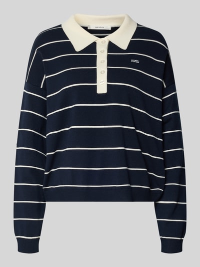 Gestuz Strickpullover mit Polokragen Modell 'taige' Dunkelblau 2