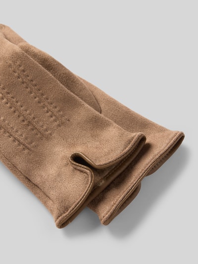 EEM Slim Fit Handschuhe mit Ziernähten Taupe 2