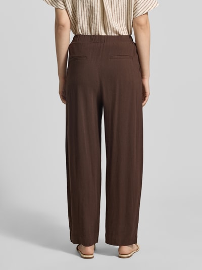 Jake*s Casual Stoffhose aus Viskose-Leinen-Mix mit elastischem Bund Dunkelbraun 5
