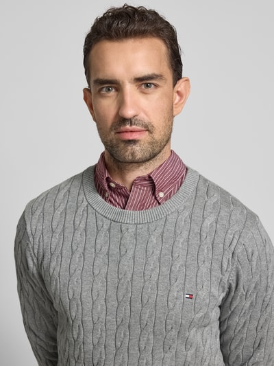Tommy Hilfiger Regular fit gebreide pullover van zuiver katoen Lichtgrijs - 3