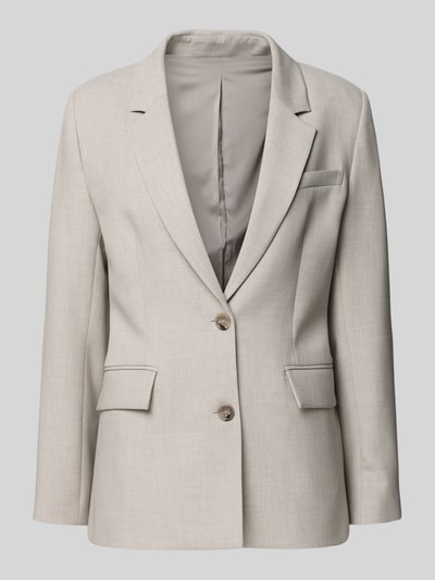Produktfoto, Regular Fit Blazer mit Viskose-Anteil Modell 'RITA' von Selected Femme in meliertem Beige, Reverskragen, 2-Knopf-Verschluss, Pattentaschen, Material-Mix Webware, unifarbene Optik