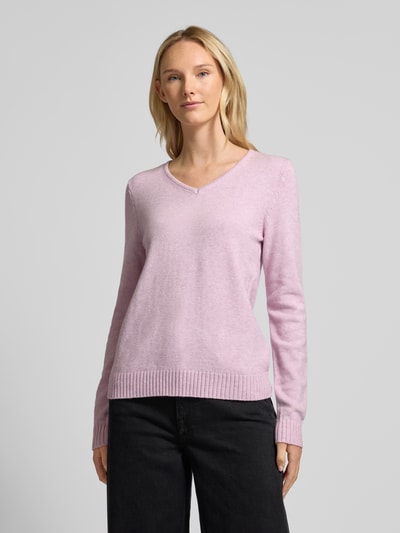 Vila Gebreide pullover met V-hals, model 'RIL' Roze - 4