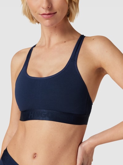 HUGO Bralette met gekruiste bandjes op de rug, model 'Sporty' Marineblauw - 3