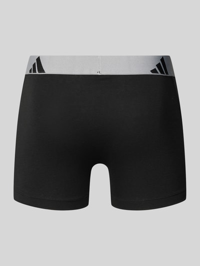 Produktfoto, Trunks aus Baumwoll-Mix im 5er-Pack von adidas Sportswear, Optik: Unifarben, Logo-Print, Bundabschluss: Elastisch, Materialverarbeitung: Jersey-Stretch, Farbe: Schwarz mit grauem elastischem Bund