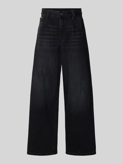 Produktfoto, High Loose Fit Jeans mit Label-Detail Modell 'Skater' von G-Star Raw, czarna bawełna, szerokie nogawki, kieszenie, tekstura denimu
