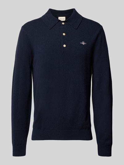 Gant Gebreide pullover met kentkraag Donkerblauw - 2
