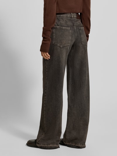Luisa Cerano Wide Fit Jeans mit Knopfverschluss Dunkelbraun 5