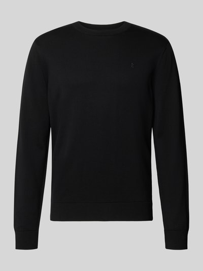 Productfoto, zwarte katoenen pullover, rechte pasvorm, fijne textuur, Regular Fit Pullover aus reiner Baumwolle model 'LOUKAA' van ARMEDANGELS, Heren pullover